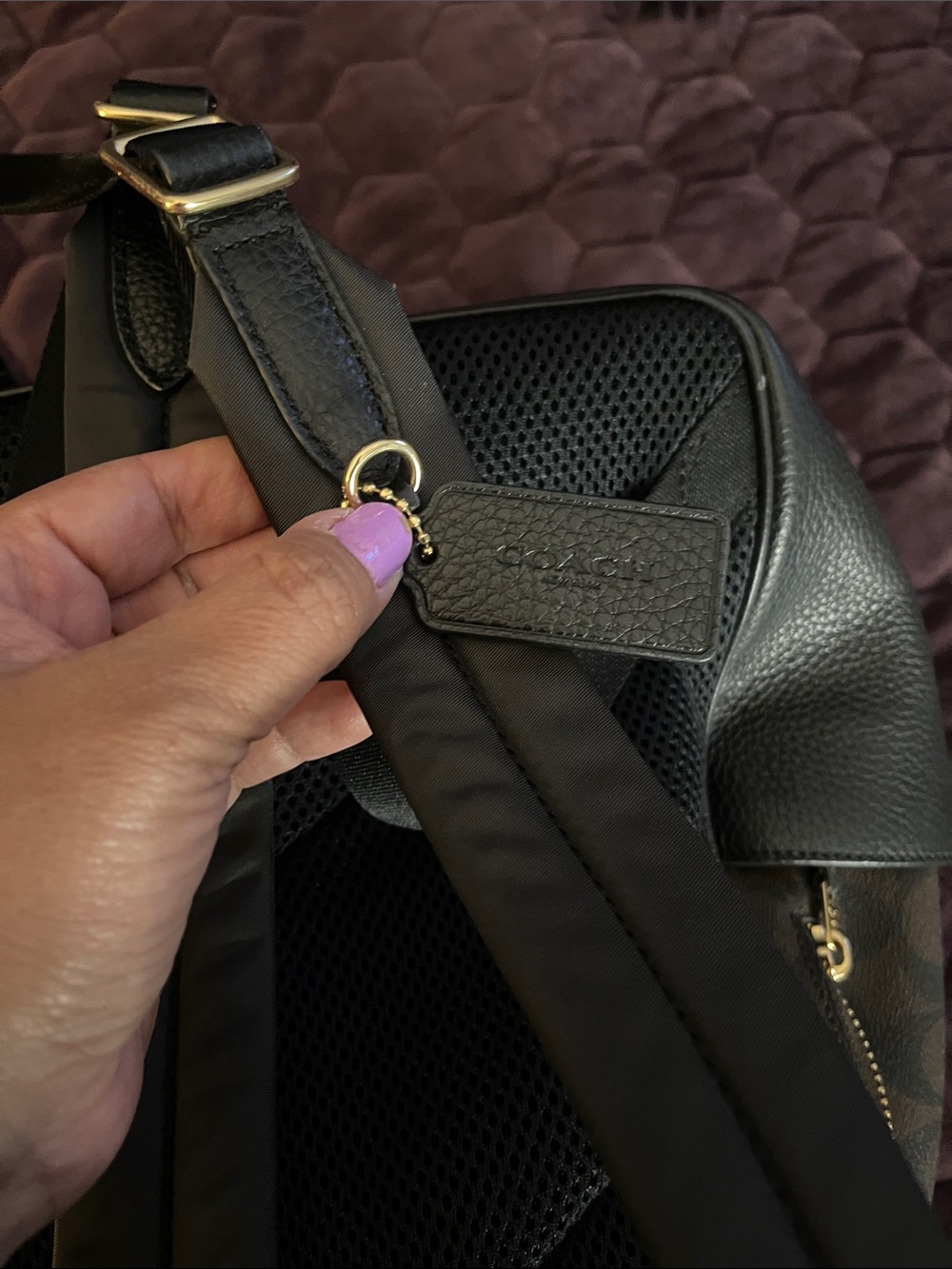 Coach Brown/Black Signature Mini Backpack with Gold Hardware - Picture 3 of 6